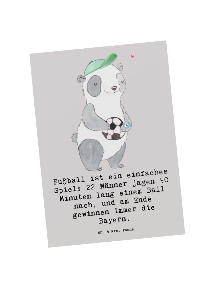 Postkarte Fußball Bayern mit Spruch in Grau Pastell