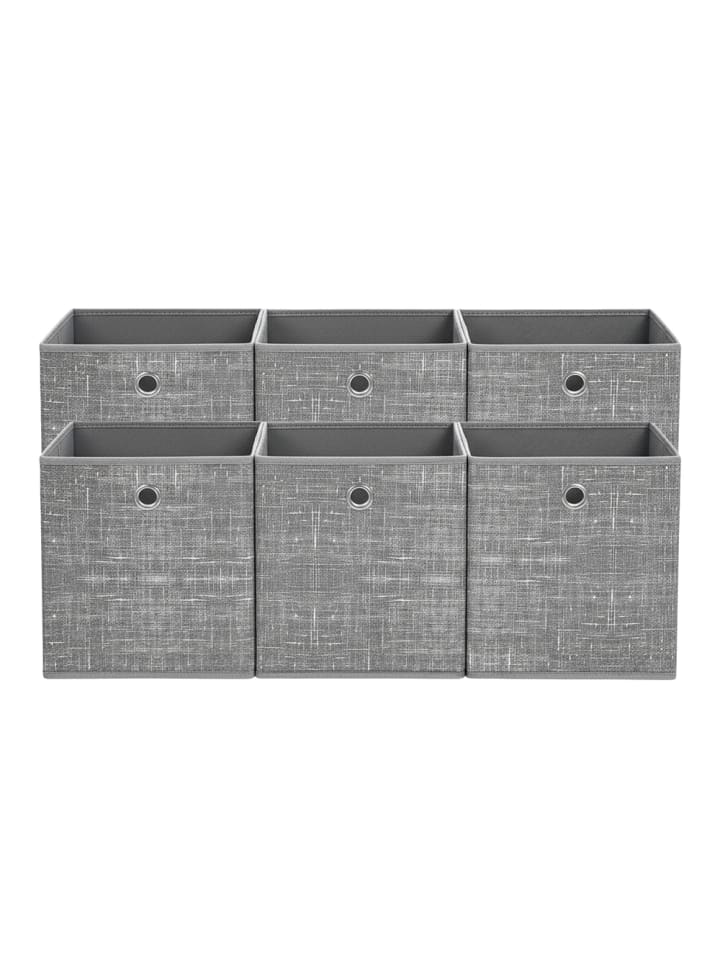 6er-Set: Aufbewahrungsbox Tina in Grau - (B)26 x (H)28 x (T)26 cm