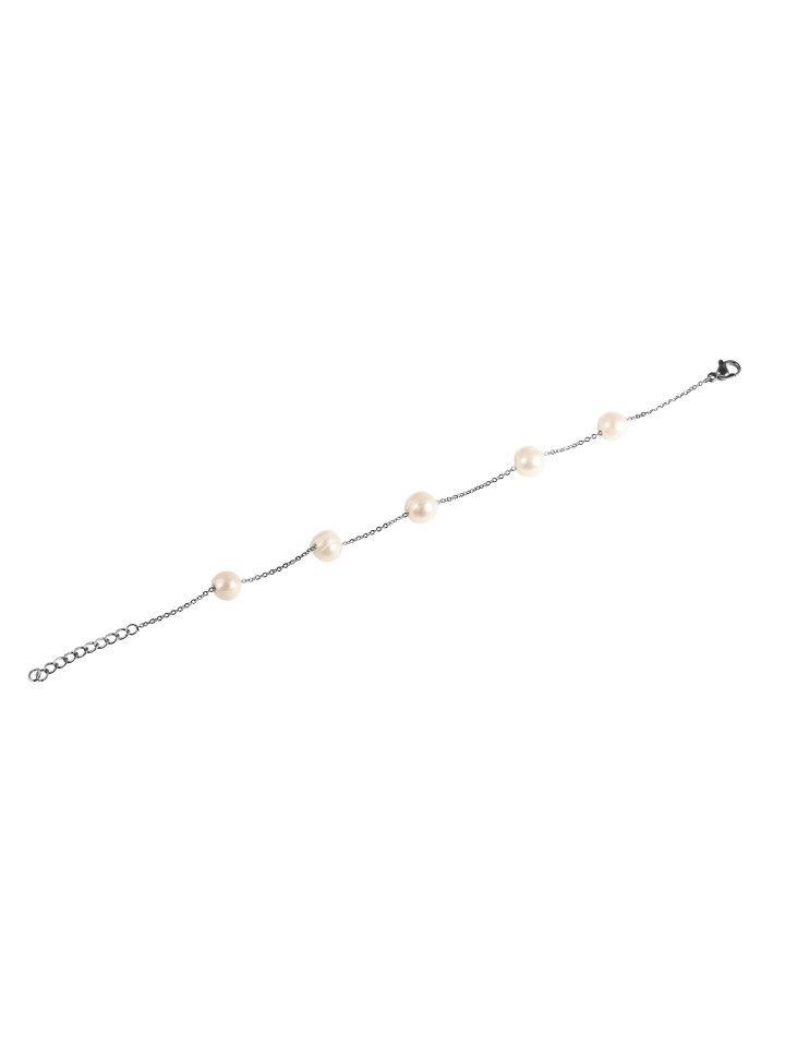 Damen Armband aus Edelstahl mit Süßwasserperle 18,5 cm in silber