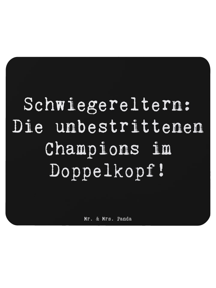 Mauspad Schwiegereltern Champions mit Spruch in Schwarz