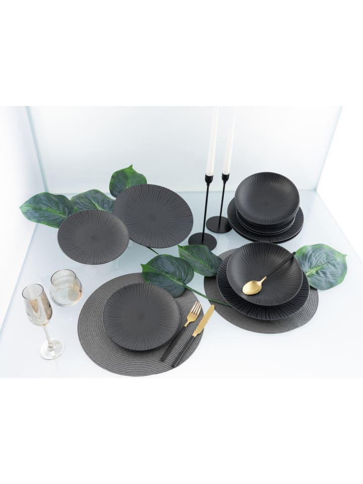 CreaTable 12-tlg, Tafelservice Elements Collection Vesuvio Black in  schwarz/grau günstig kaufen | limango