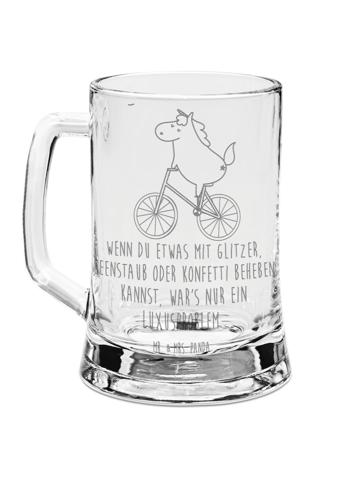 Krug Einhorn Radfahrer mit Spruch in Transparent