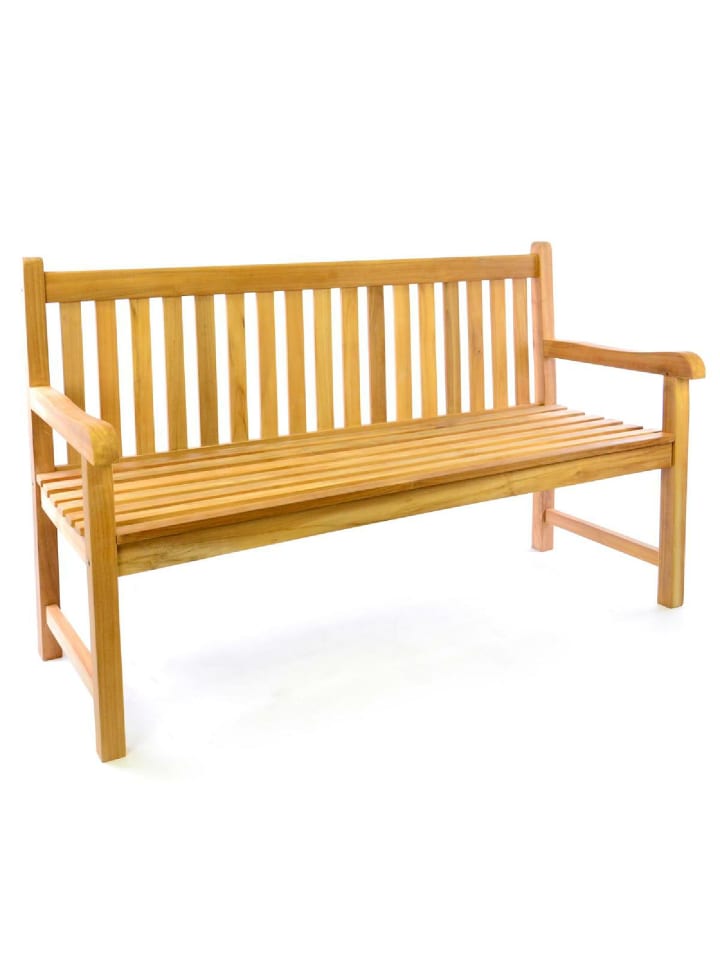 3er Sitzbank Gartenbank Landhausstil Teak Holz in Braun