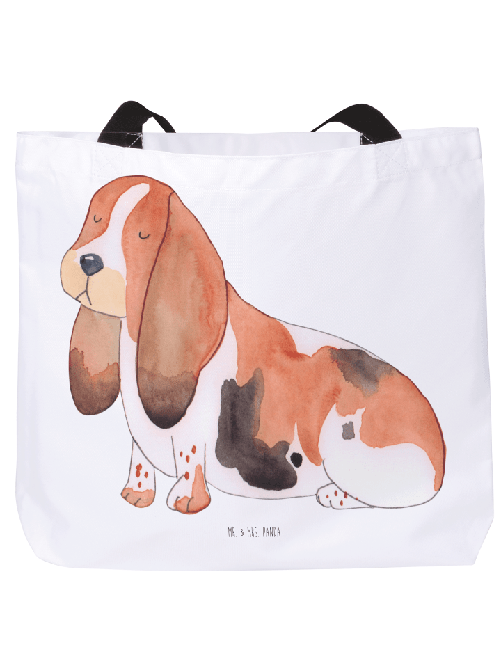 Shopper Damen Hund Basset Hound ohne Spruch in Weiß