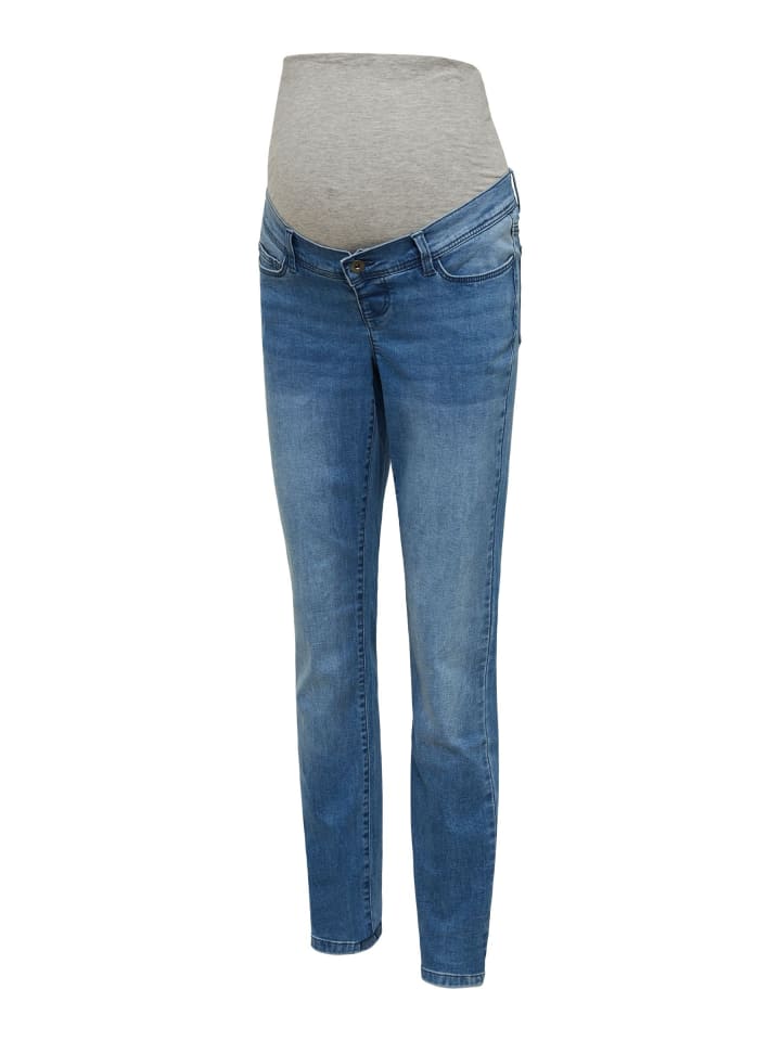 Umstandsjeans mit Slim Fit in Medium Blue Denim 1