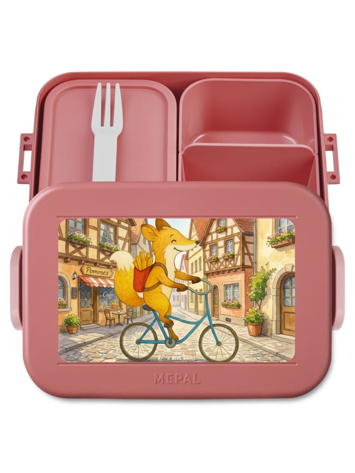 Bento Box Fuchs Lieferung Pommes Design ohne Sp... in Rot Pastell