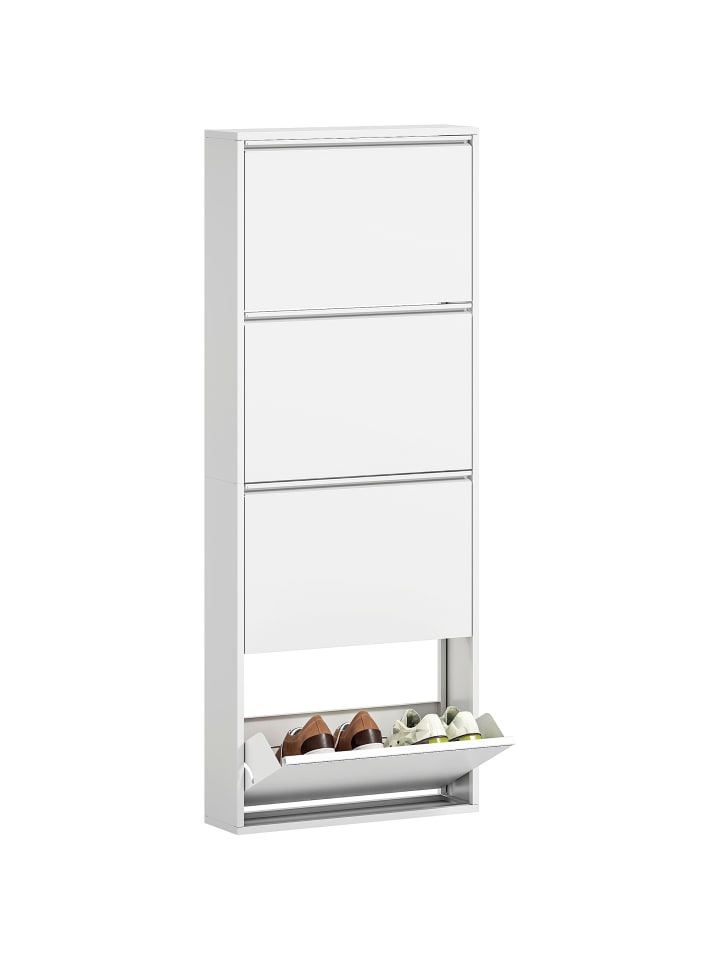 Schuhschrank in Weiß 55L x 15B x 139H cm