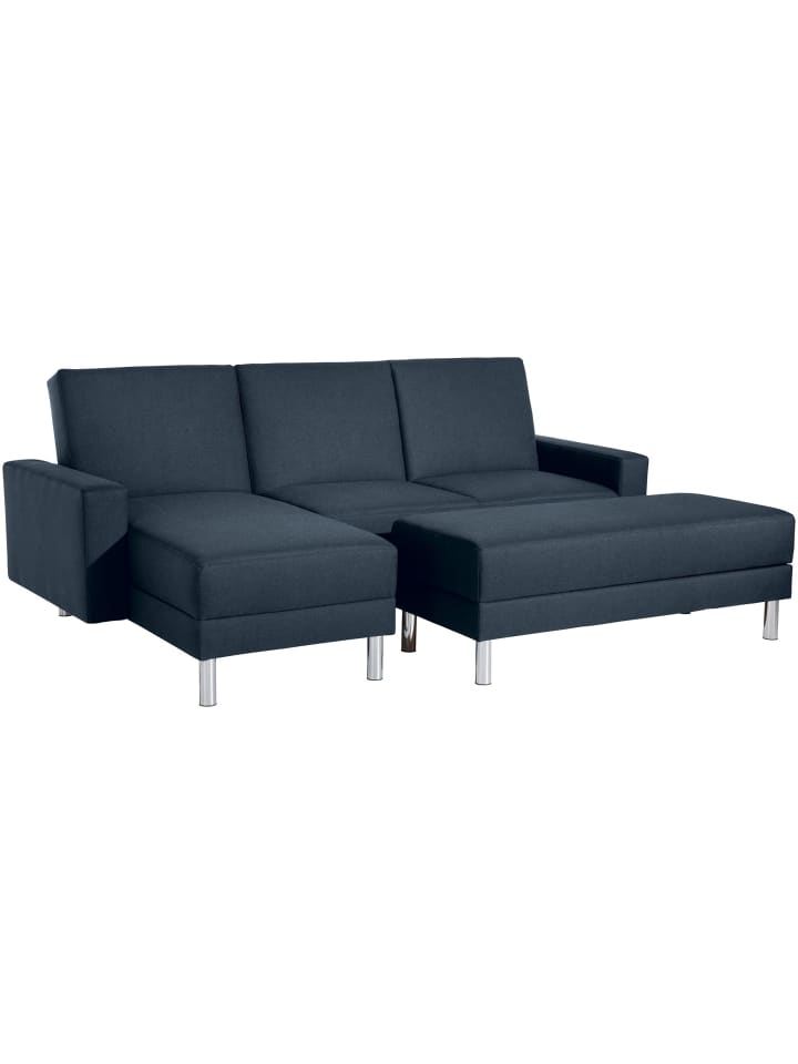 FUNKTIONSSOFA mit Hocker Katryna Flachgewebe blau