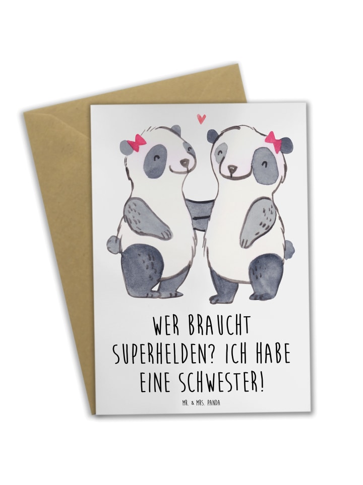 Grußkarte Liebe Schwester mit Spruch in Weiß