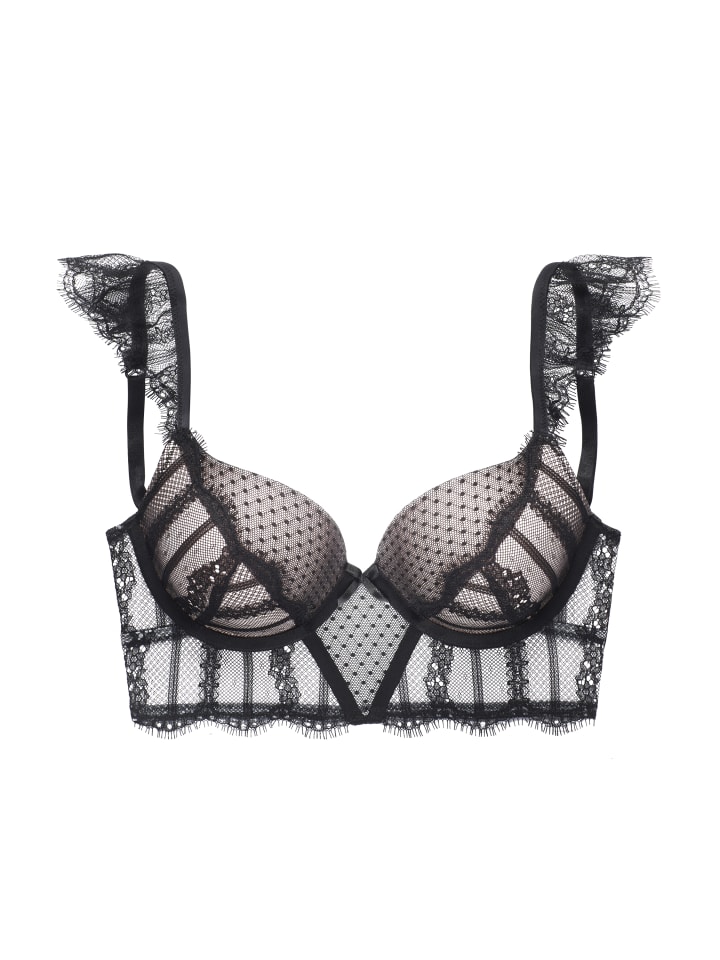 Push-up-BH in schwarz-rosé