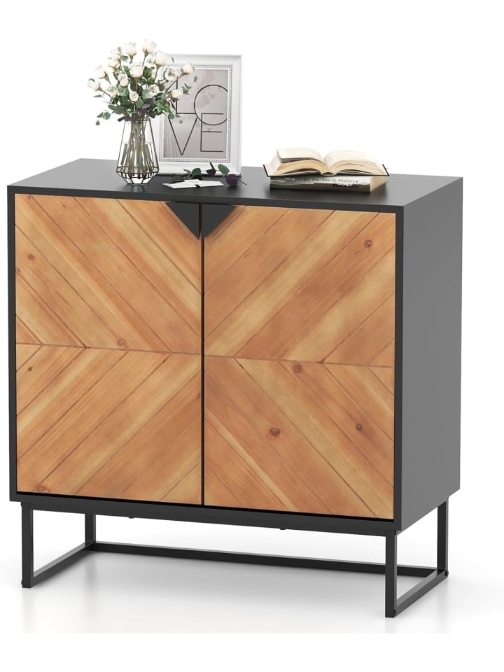 Sideboard mit 2 Türen 80 x 40 x 80 cm in Schwarz