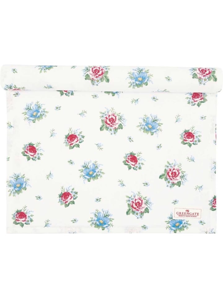 Tischläufer ALIVIA Weiß mit Blumen