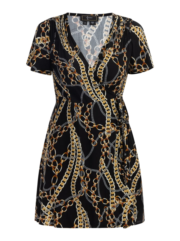 Damen Minikleid Mit Allover-Print in Schwarz
