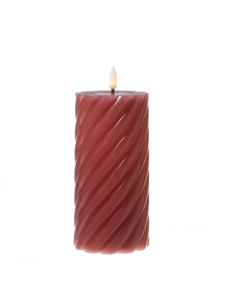LED Kerze TWIST Echtwachs gedreht flackernd H: 17,5cm in altrosa