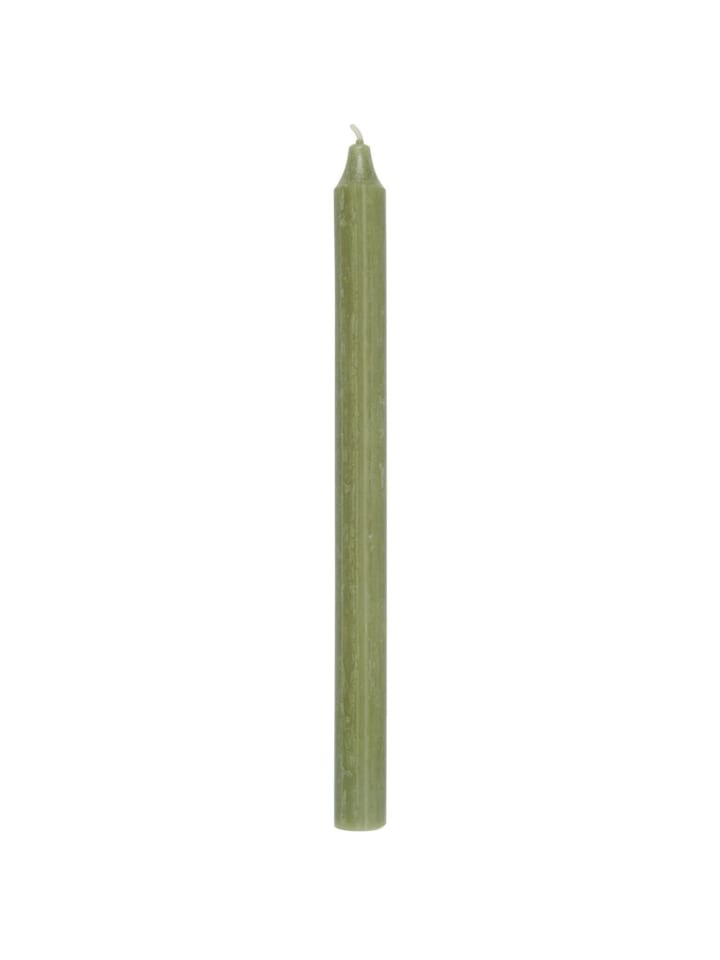 Rustikale Stabkerze 29 cm | Ø 2,2 cm in moosgrün