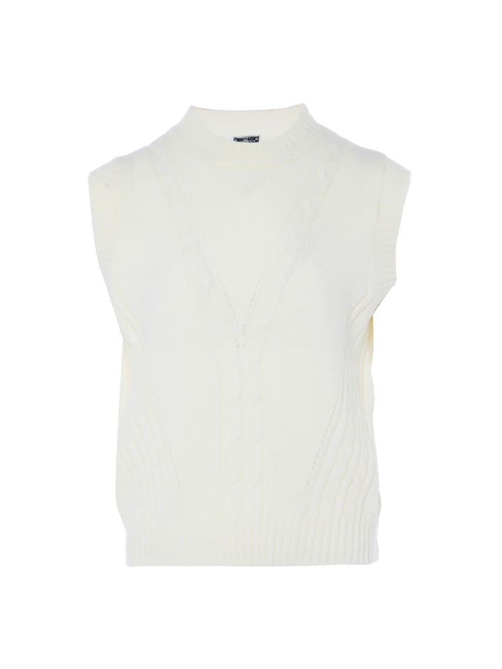 Damen Strick Pullunder in WOLLWEISS
