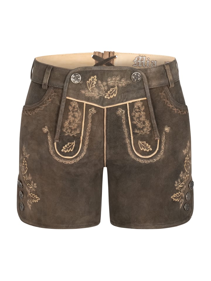 Lederhose Hotpant Meera in Mocca