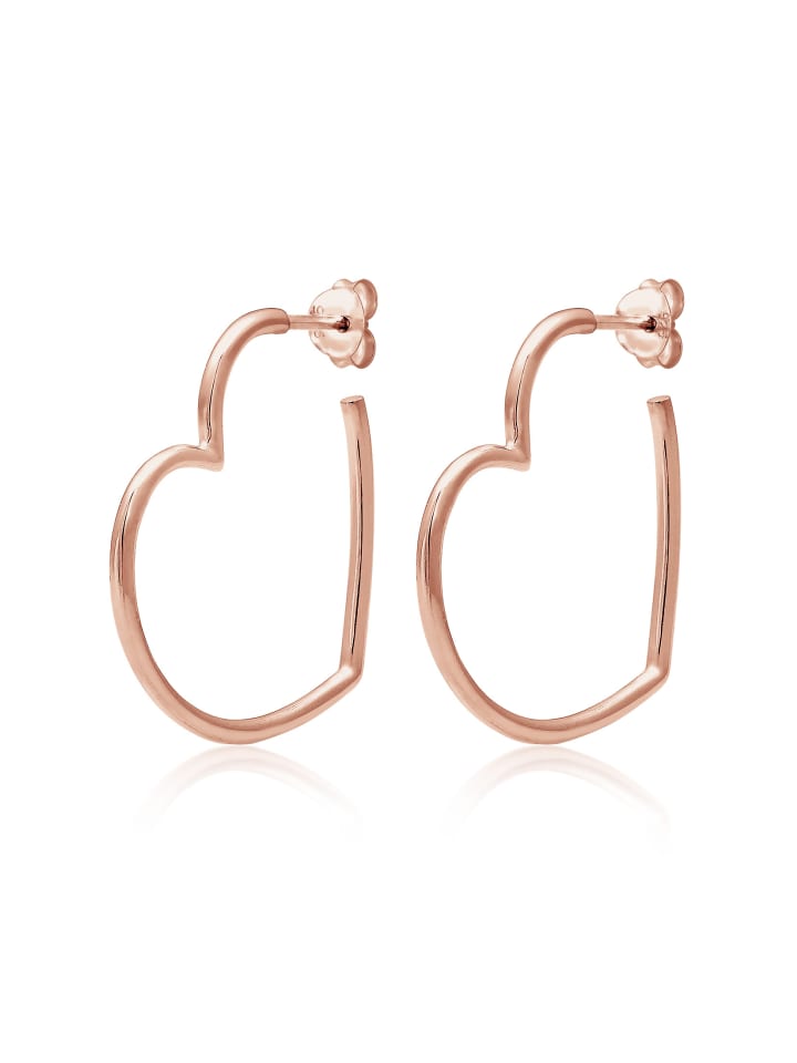 Ohrringe 925 Sterling Silber Herz in Rosegold