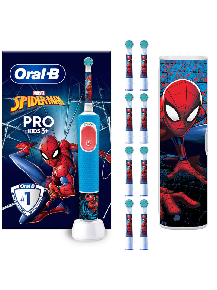 Elektr. Kinderzahnbürste "Vitality Pro Kids Spiderman" + 8 Aufsteckbürsten
