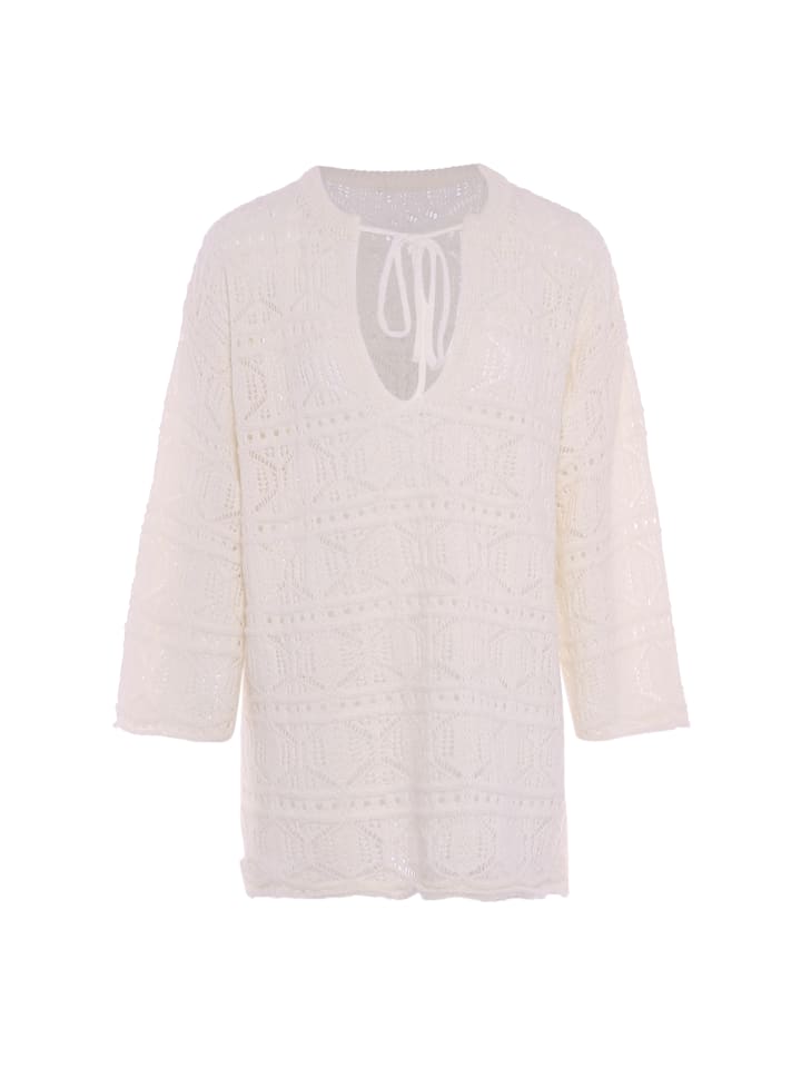 Damen Stricktunika in WOLLWEISS