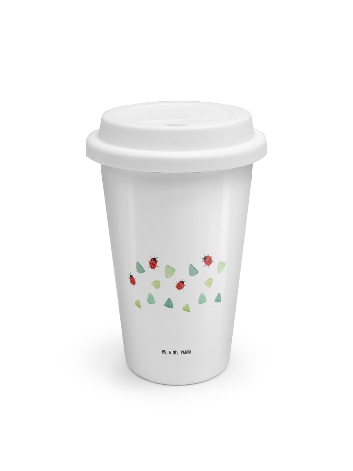 Thermobecher Marienkäfer Design ohne Spruch in Weiß