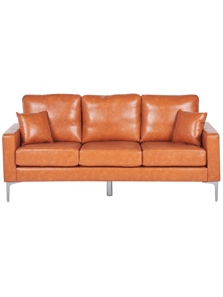3-tlg 3-Sitzer Sofa GAVLE in Braun/Silber
