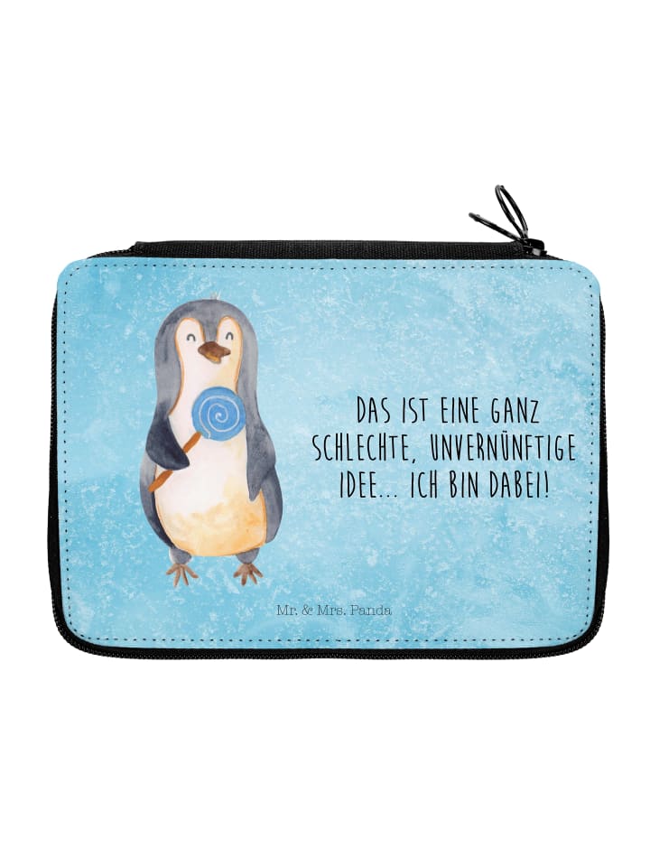 Mäppchen Pinguin Lolli mit Spruch in Eisblau