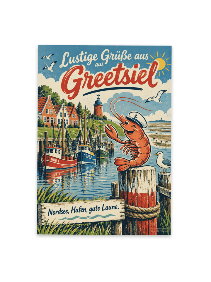 Postkarte Garnele humorvoll Design mit Spruch in Weiß