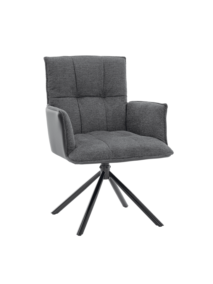 Essstuhl aus Leinen quadratisch 360° drehbar in Grau 49.5x49.5x91.5 cm