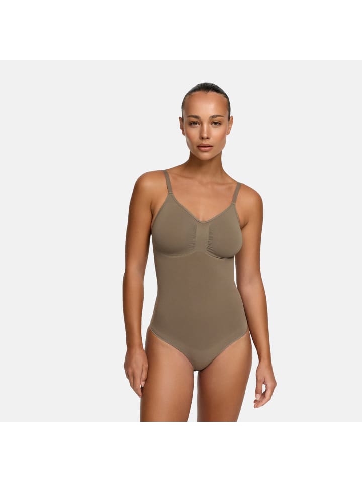 Figurformender Body mit String in Taupe