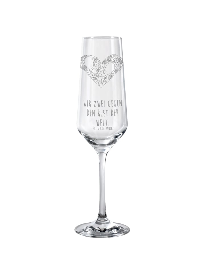 Sektglas Mäuse Herz mit Spruch in Transparent