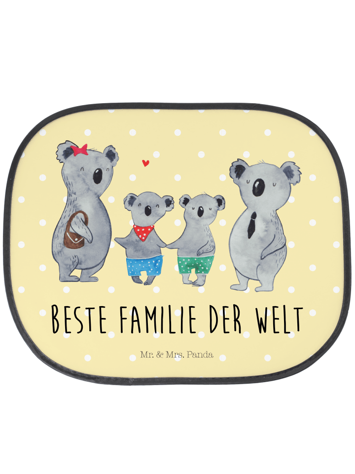 Sonnenschutz Auto Koala Familie zwei mit Spruch in Gelb Pastell