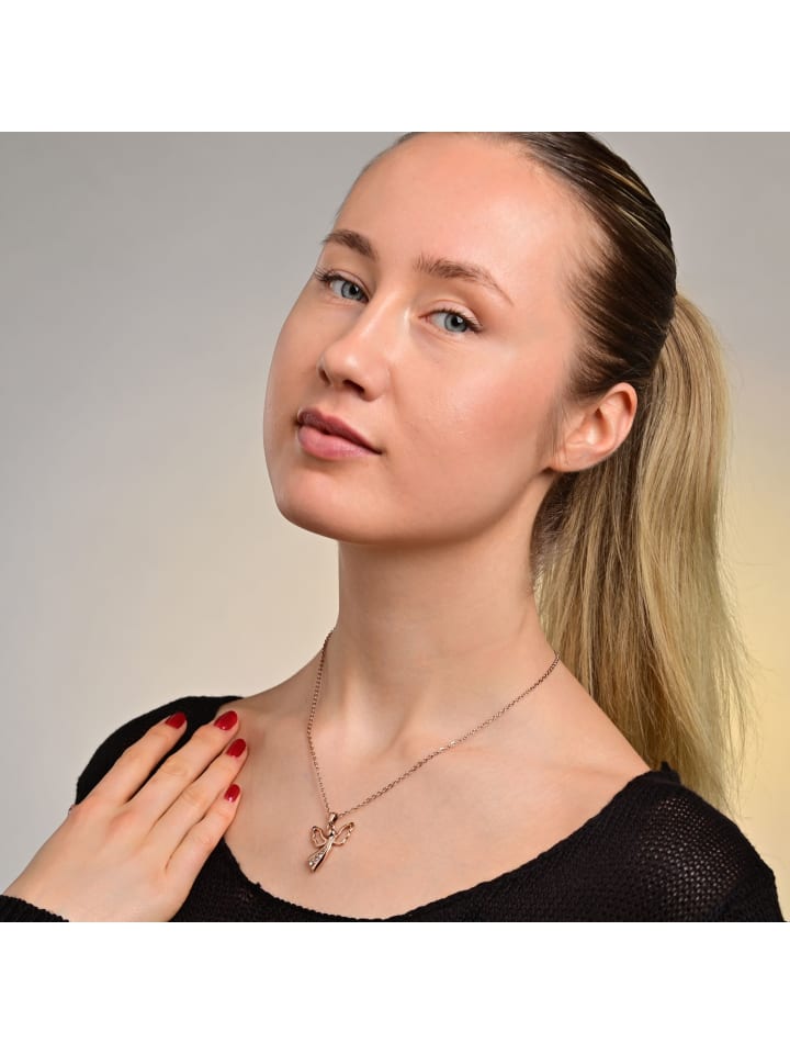Damen Halskette mit Anhänger – Engel aus Edelstahl in gold