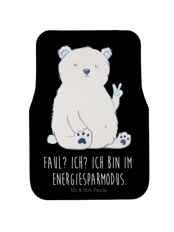 Automatte Eisbär Faul mit Spruch in Schwarz
