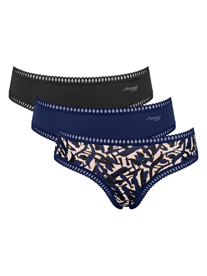 Slip 3er Pack in Blau/Schwarz