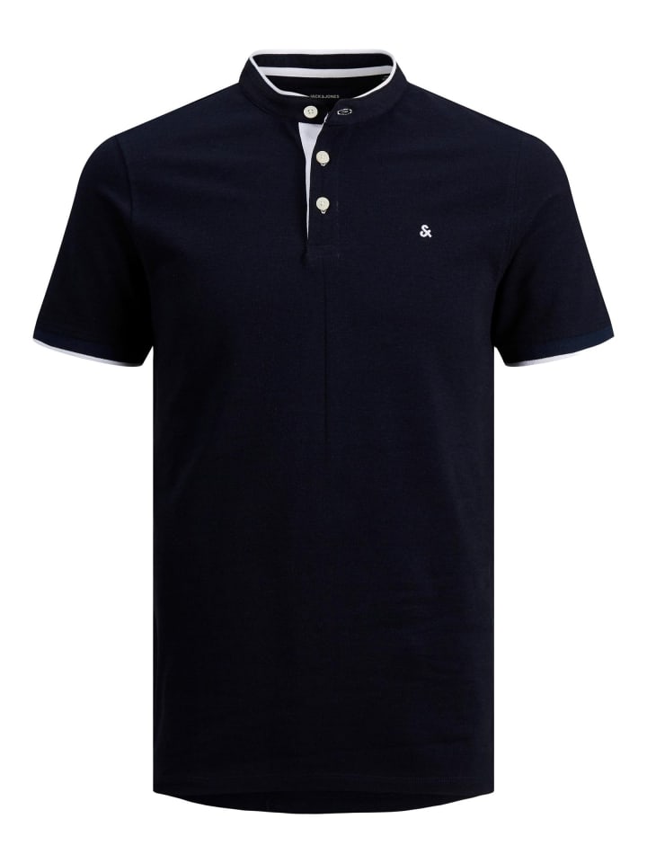 Polo T-Shirt Pique Kurzarm Basic Hemd JJEPAULOS in Dunkelblau