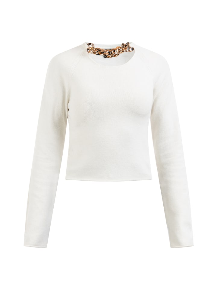 Damen Strick Pullover in WOLLWEISS
