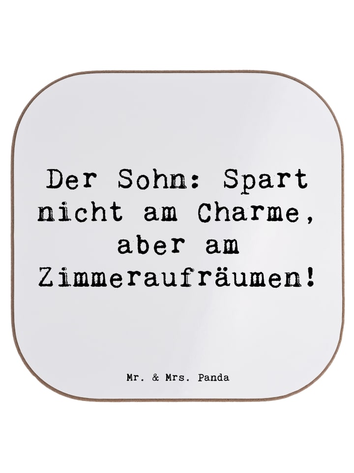 Untersetzer Sohn Charme mit Spruch in Weiß