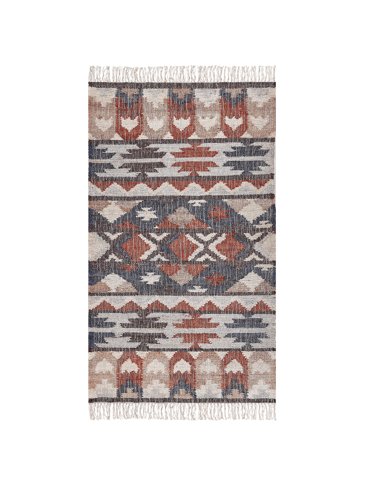 Geflochtener Teppich KALFA in Bunt/Beige/Braun - (W) 80 x (H) 0.6 x (L) 150 cm