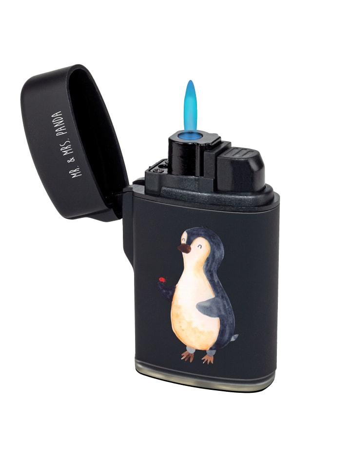 Sturmfeuerzeug Pinguin Marienkäfer ohne Spruch in Schwarz