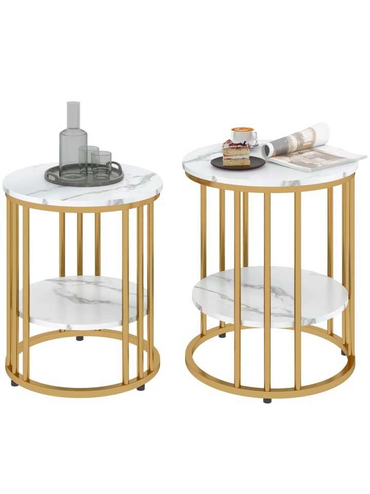 Couchtisch Set in Weiß 45L x 45B x 55H cm