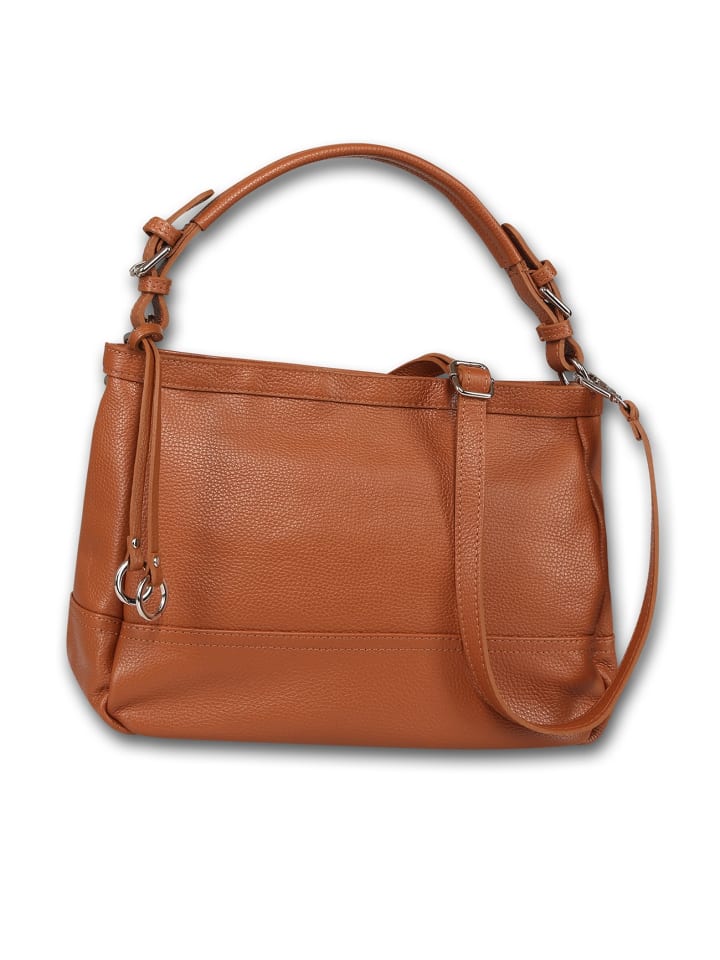 Leder Schultertasche Toscanto Tasche hellbraun ca. 38cm