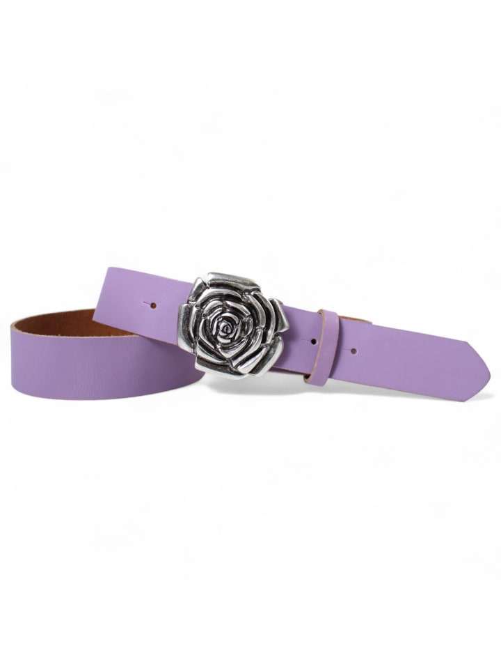 Damen Ledergürtel Silber in Lavendel