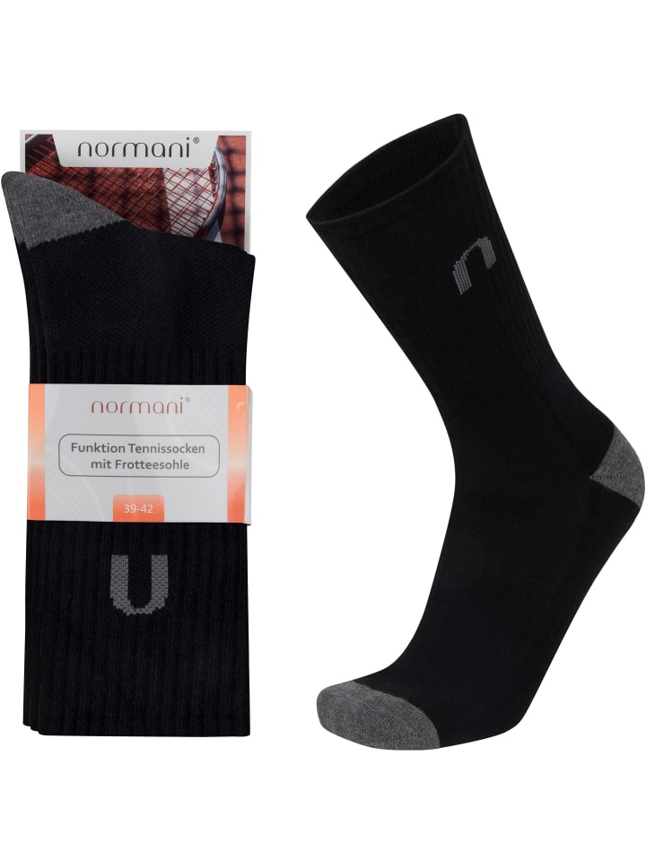 4 Funktions Tennissocken mit Frotteesohle in Schwarz/Anthrazit