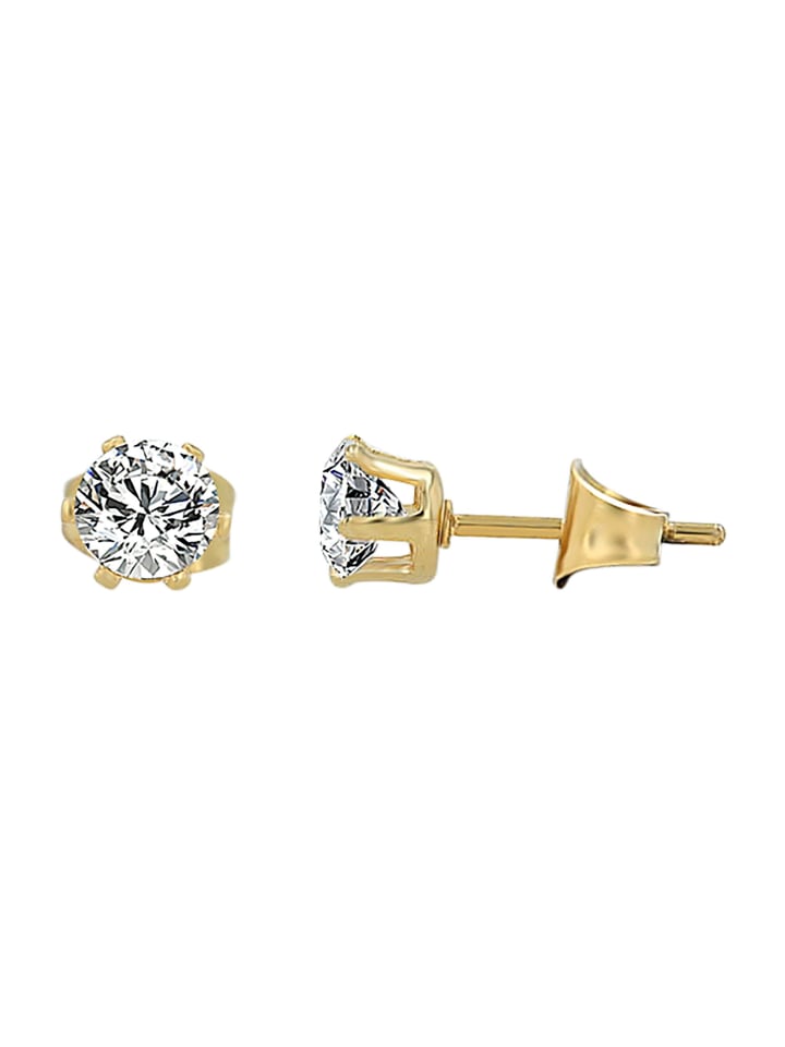 Damen Ohrringe – Ohrstecker aus Edelstahl mit Zirkonia in gold