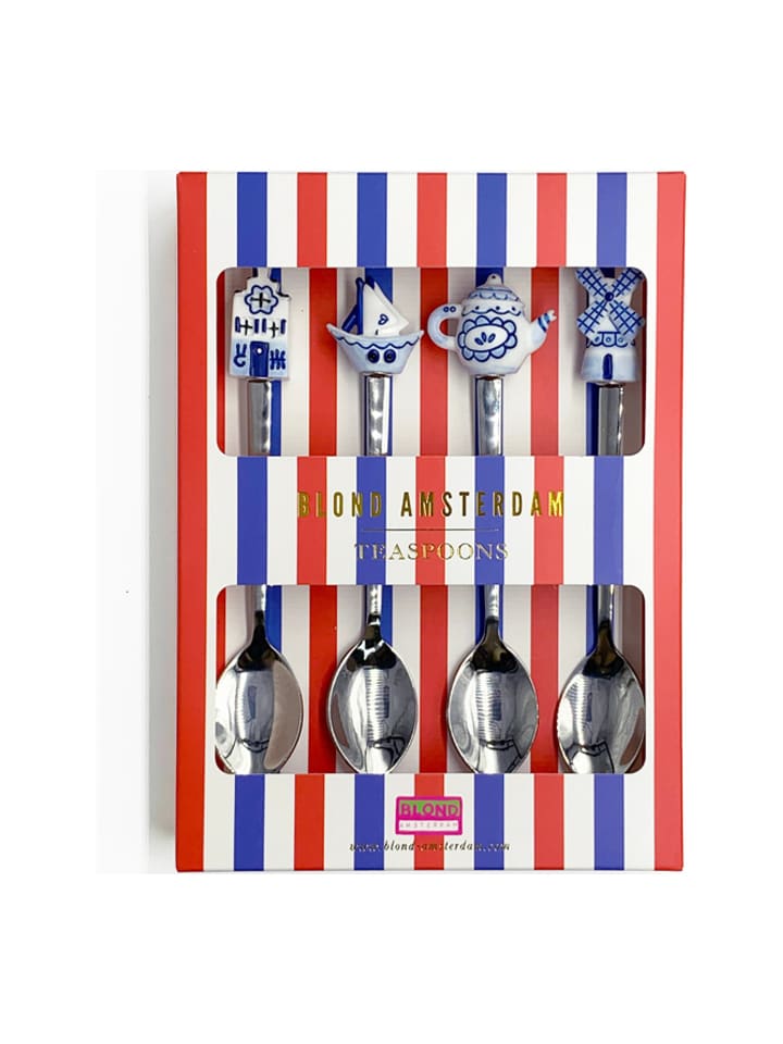 4er-Set Teelöffel Delfts Blond Klassisch in Blau - 14cm