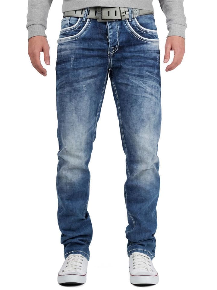 Herren Regular Fit Jeans Stonewashed in Blue