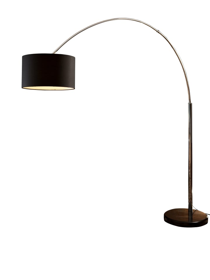 Stehlampe 210 cm dimmbar - Bogenlampe mit Marmorfuß und Lampenschirm in Schwarz