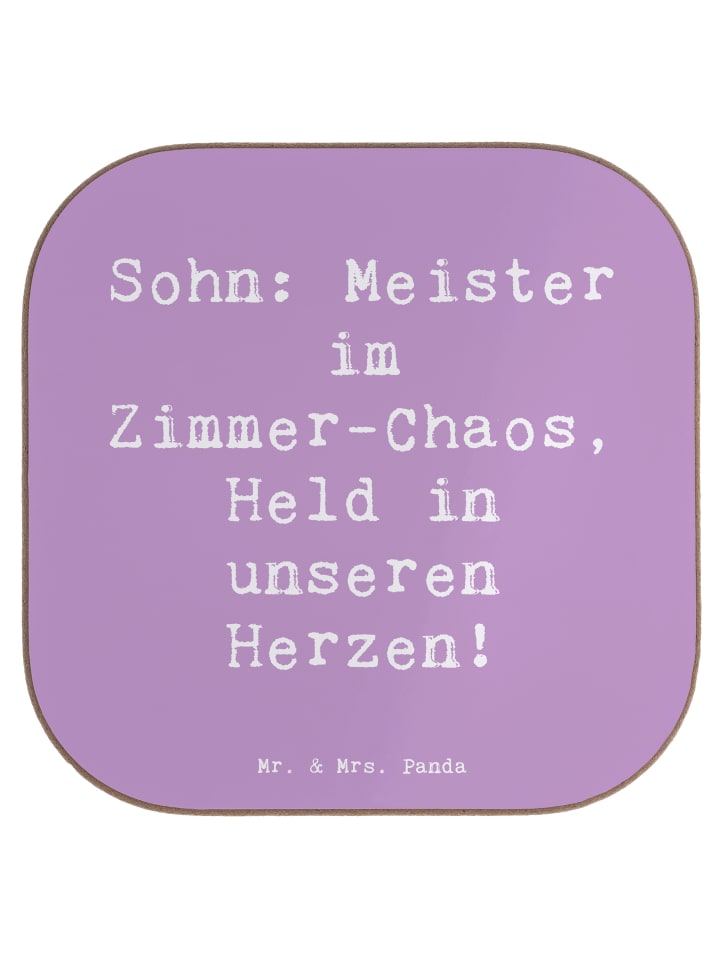 Glasuntersetzer Spruch Sohn Chaosheld mit Spruch in Lavendeltraum