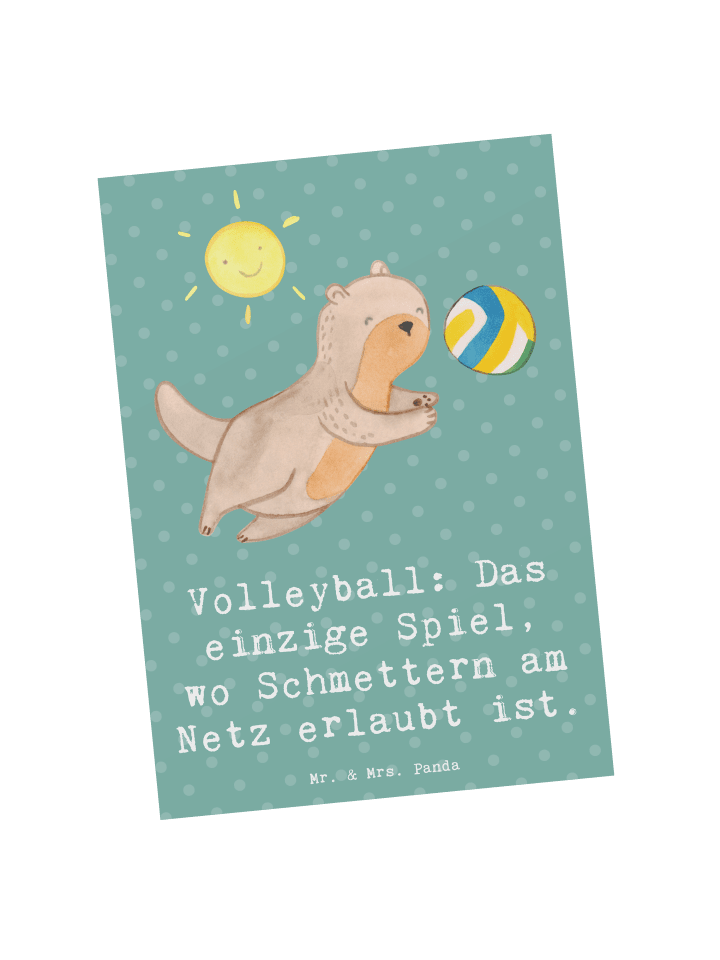 Postkarte Volleyball Schmettern mit Spruch in Meeresbrise